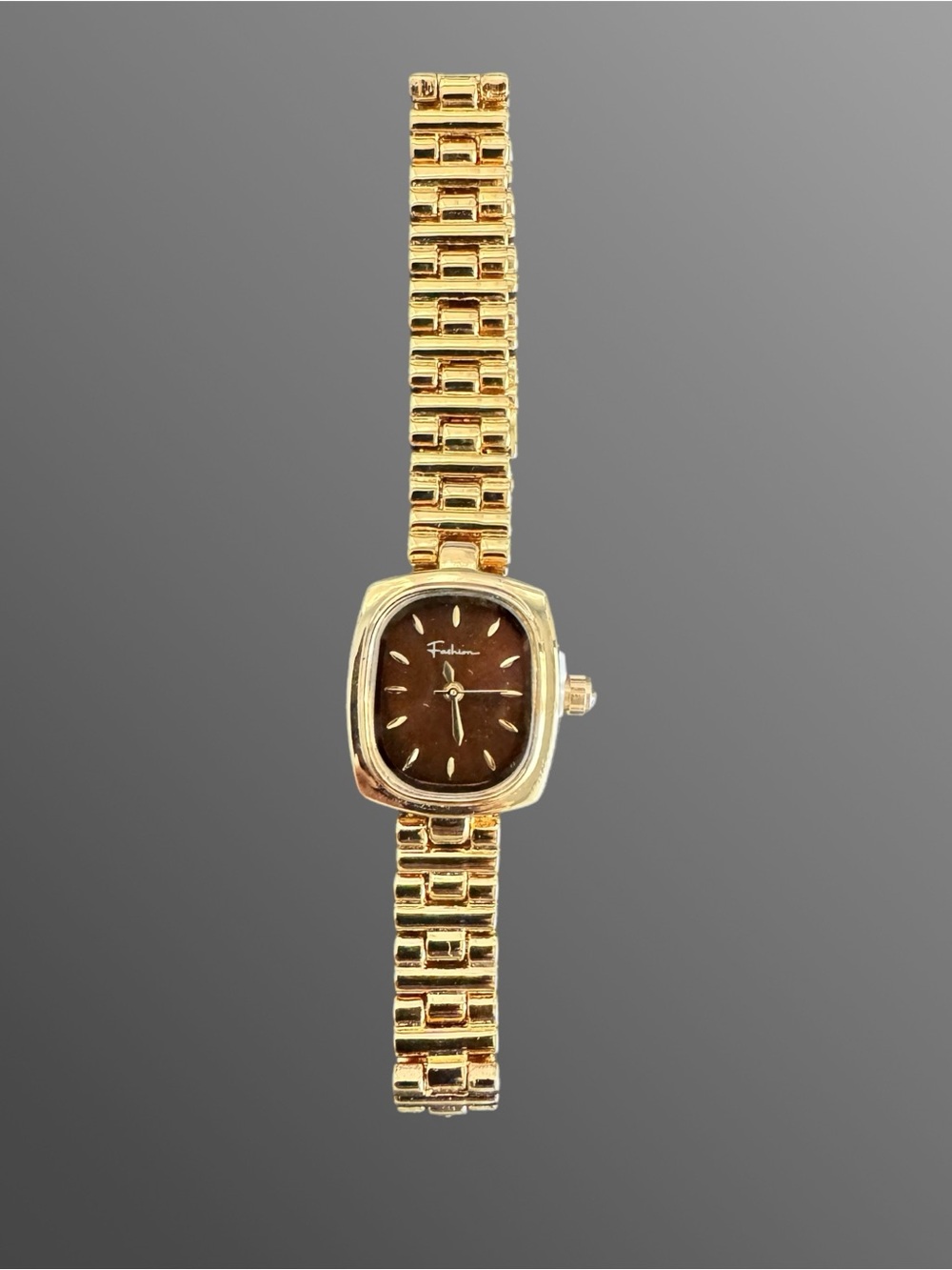 Gold-Tone Women's Bracelet Watch with Brown Dial